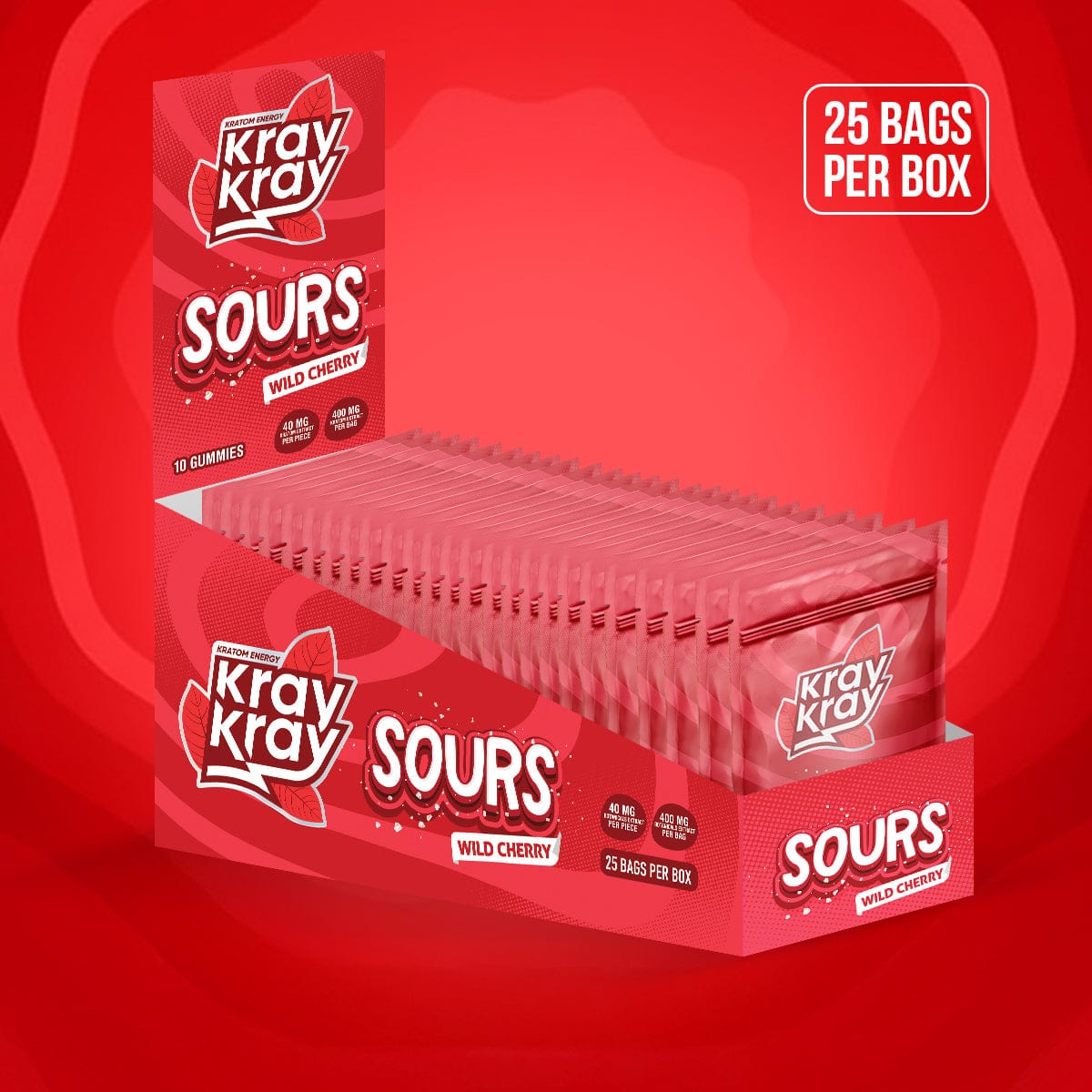 Kray Kray Sours Wild Cherry - Box of 25 Packs