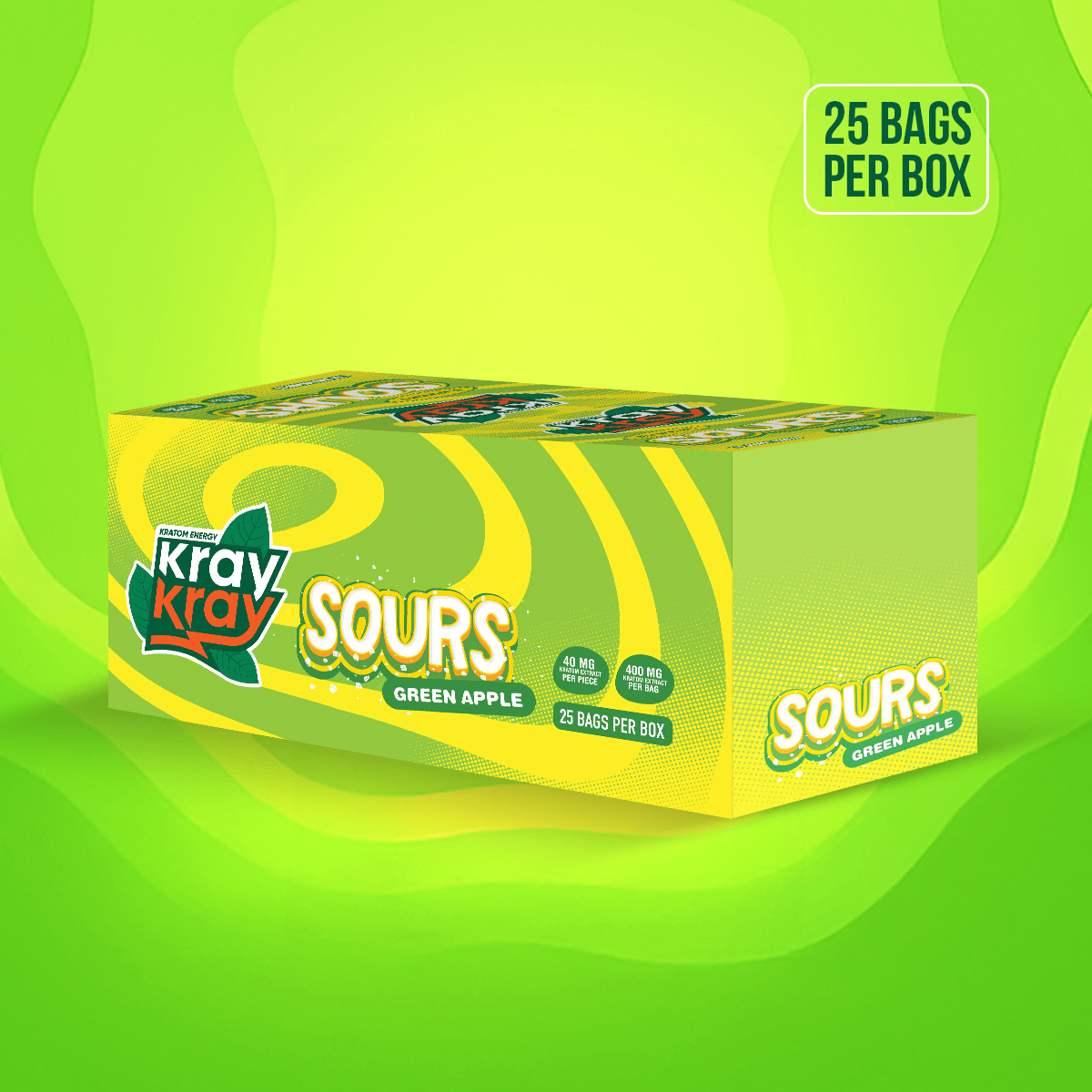 Kray Kray Sours Green Apple - Box of 25 Packs