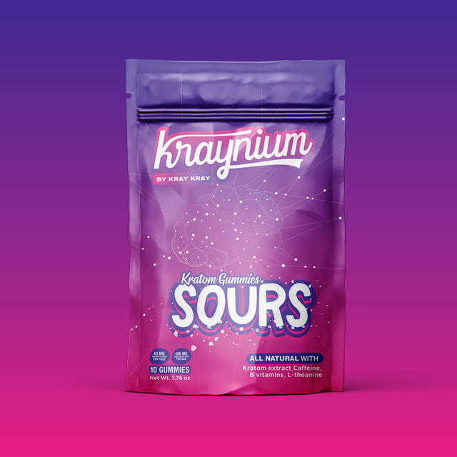 Kraynium by Kray Kray kratom gummies Sours, 10-gummy bag, front